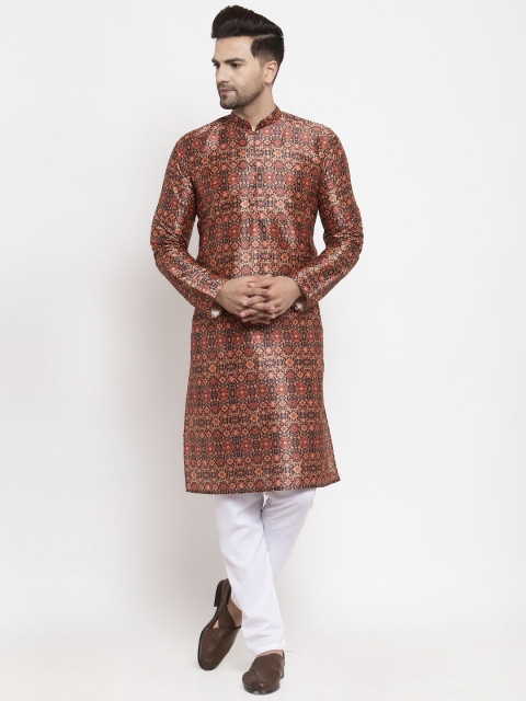

Jompers Men Brown Ethnic Motifs Printed Kurta with Churidar