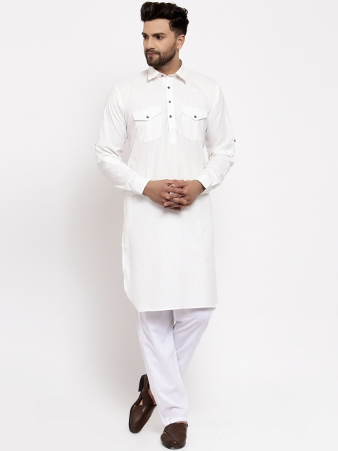 

Jompers Men Off White Pure Cotton Kurta with Pyjamas