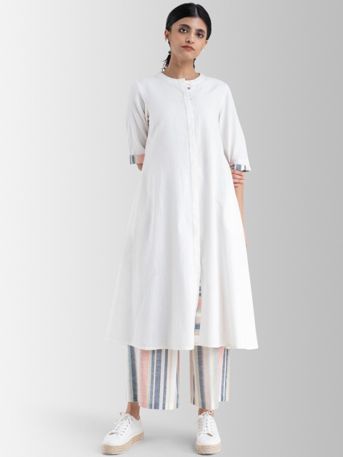 

Marigold by FableStreet Women White A-Line Pure Cotton Kurta with Palazzos