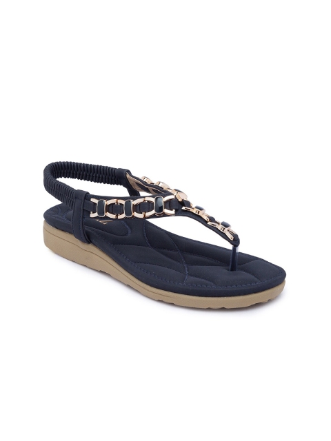 

CERIZ Women Navy Blue T-Strap Flats