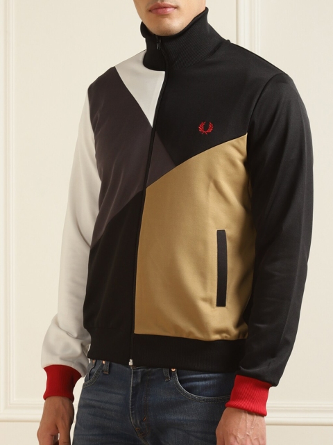 

Fred Perry Men Black Colourblocked Lightweight Bomber Jacket