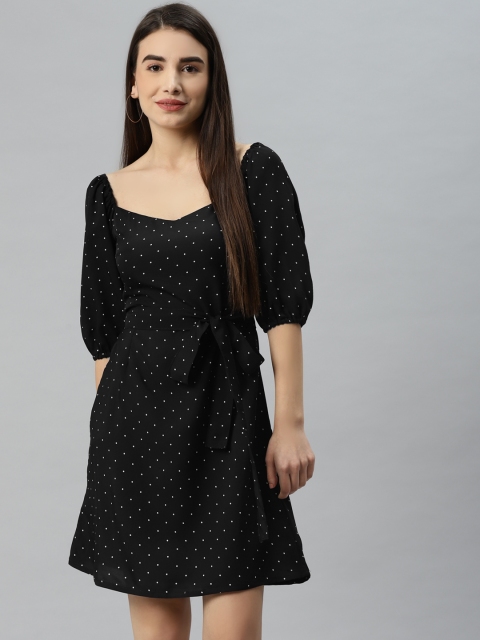 

SIRIKIT Black Crepe A-Line Mini Dress