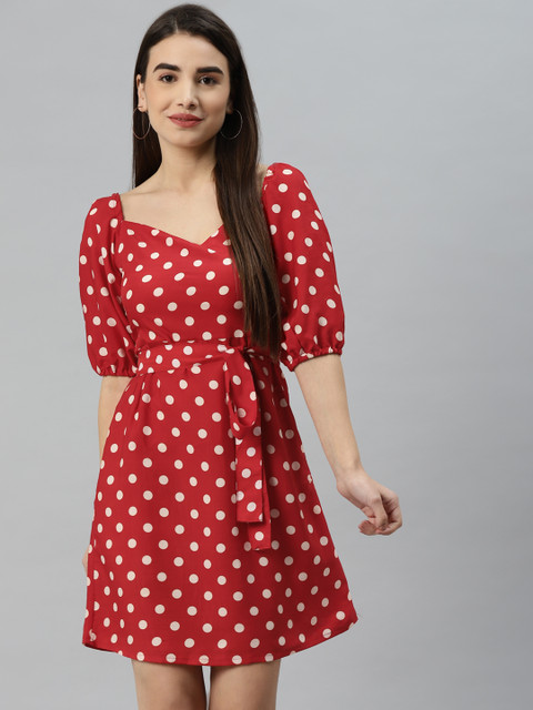 

SIRIKIT Red Crepe A-Line Mini Dress