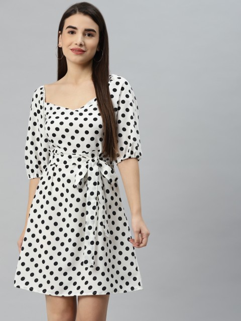 

SIRIKIT White & Black Crepe A-Line Dress