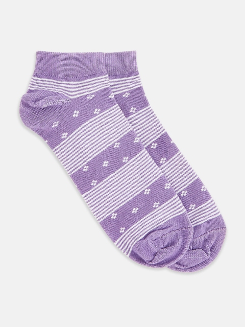 

Honey by Pantaloons Women Purple & White Striped Ankle Length Socks