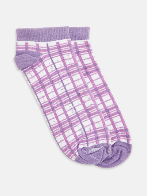 

Honey by Pantaloons Women Purple & White Checked Ankle Length Socks