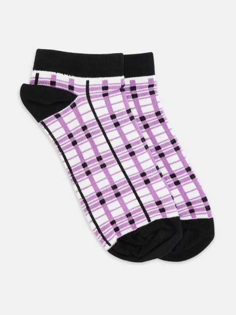 

Honey by Pantaloons Women Black & Purple Patterned Ankle-Length Socks