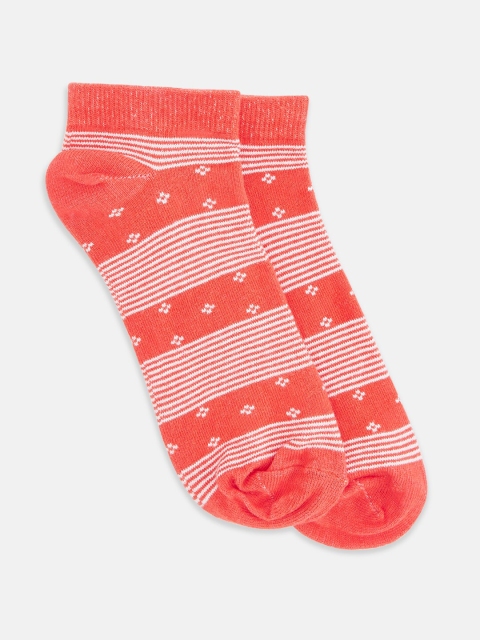 

Honey by Pantaloons Women Coral Pink & White Patterned Ankle Length socks