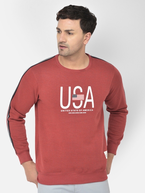 

COBB Men Red Printed Round Neck Sweatshirt