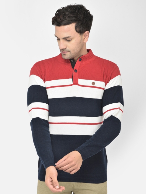 

COBB Men Red & White Striped Pullover