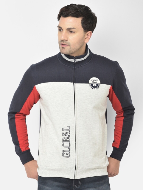 

COBB Men Navy Blue Colourblocked Sweatshirt