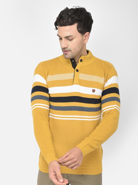 

COBB Men Yellow & White Striped Pullover