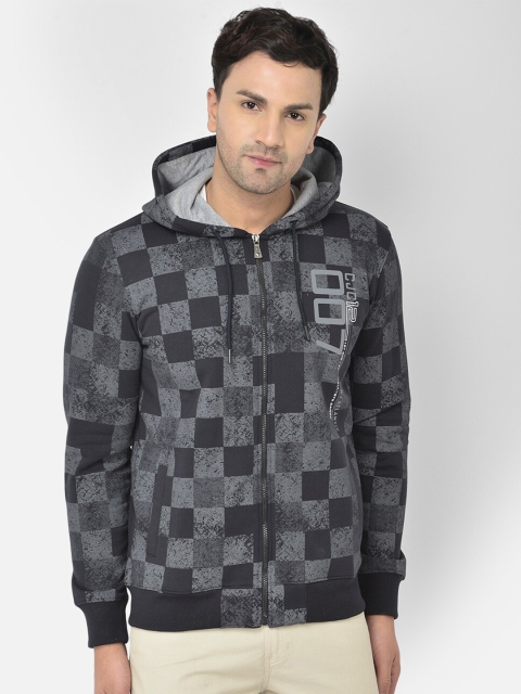 

COBB Men Navy Blue Checked Sweatshirt