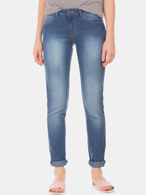 

Newport Women Blue Slim Fit Low Distress Heavy Fade Jeans