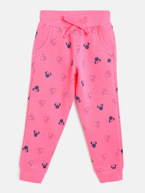 

FEMEA Girls Pink & Navy Blue Minnie Mouse Printed Joggers