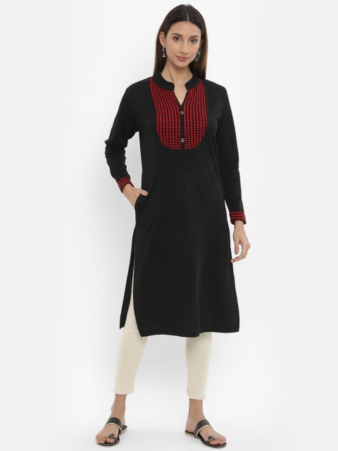 

V2 Value & Variety Women Black & Maroon Wool Winter Kurta