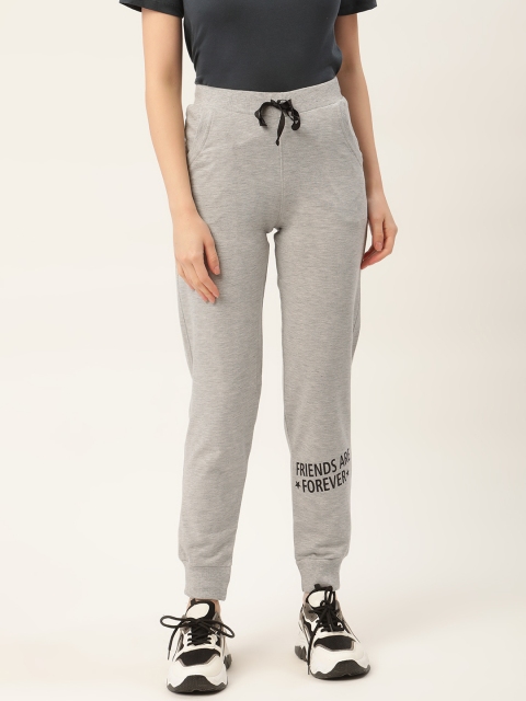 

FEMEA Women Grey Melange Cotton Printed Detail Slim Fit Joggers