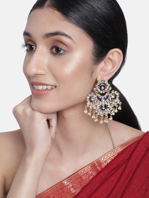 

I Jewels Gold-Plated Kundan-Studded Classic Drop Earrings