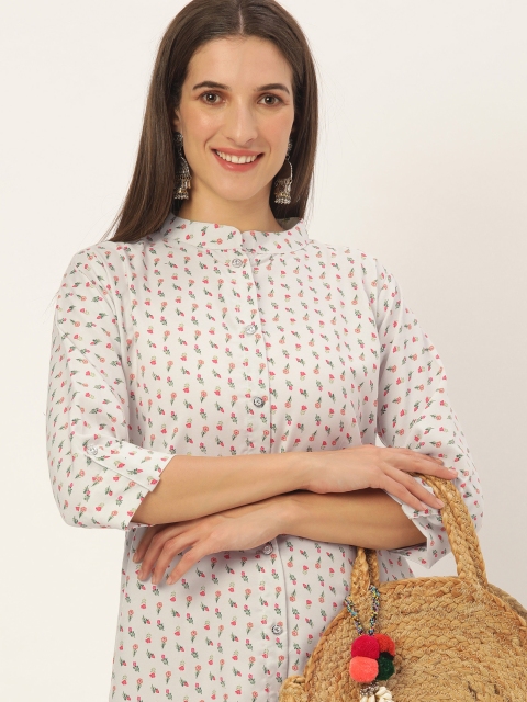 

SWAGG INDIA Women White Floral Printed Floral Kurta