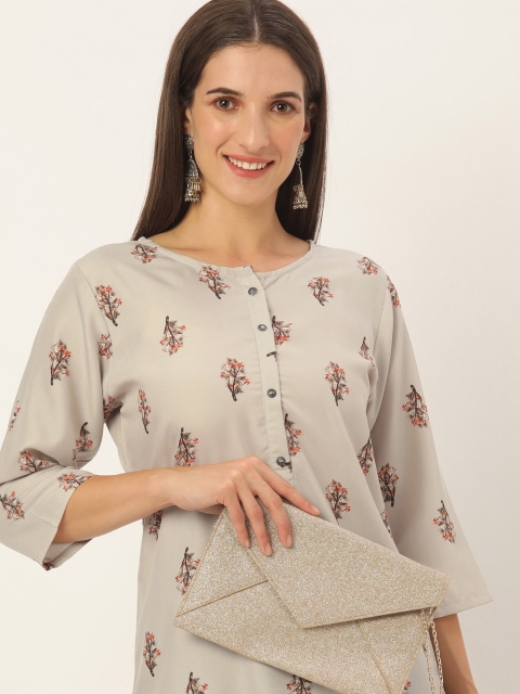 

SWAGG INDIA Women Taupe Floral Printed Kurta