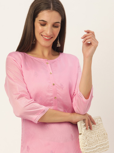 

SWAGG INDIA Women Pink Embroidered Kurta