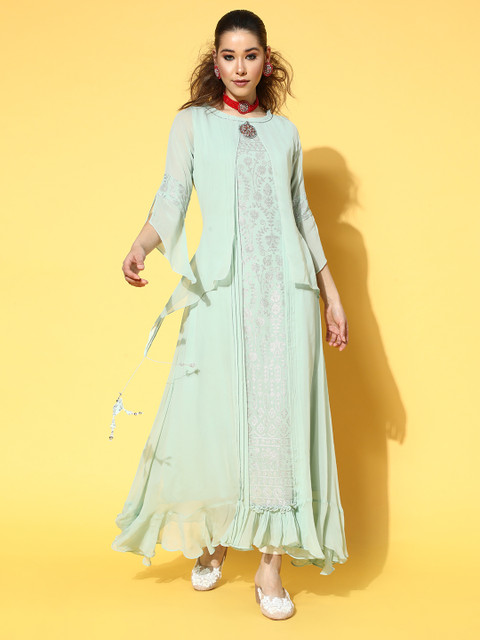 

ZOLA Gorgeous Green Georgette Pastel Kurta