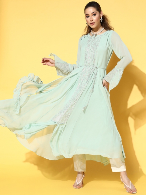 

ZOLA Gorgeous Green Georgette Pastel Kurta