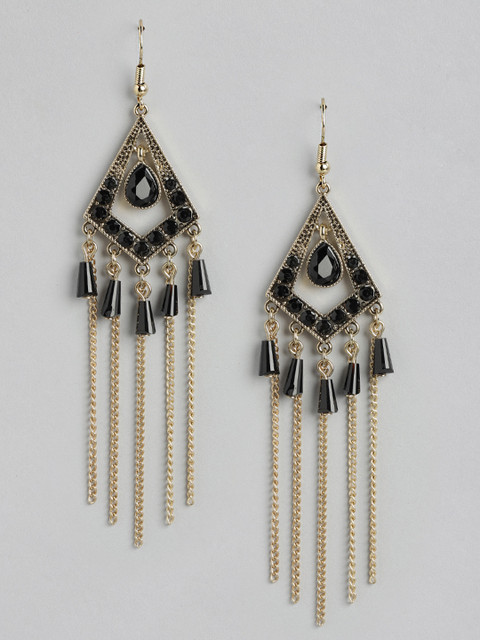 

Forever New Gold-Plated & Black Teardrop Shaped Drop Earrings