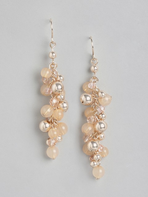 

Forever New Rose Gold Plated Peach-Coloured Geometric Drop Earrings