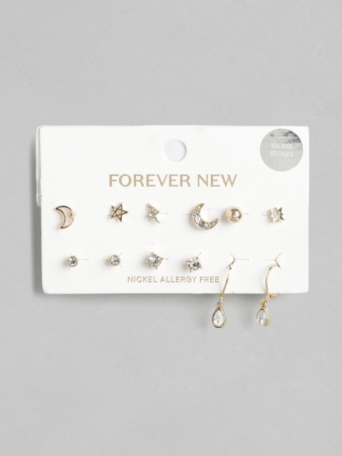 

Forever New Pack of 6 Geometric Studs Earrings, Gold