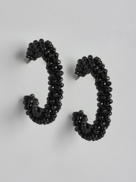 

Forever New Black Circular Half Hoop Earrings