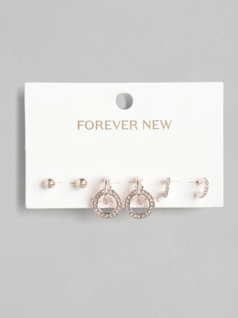 

Forever New Pack Of 3 Rose Gold Viola Dia Circle Studs Earrings