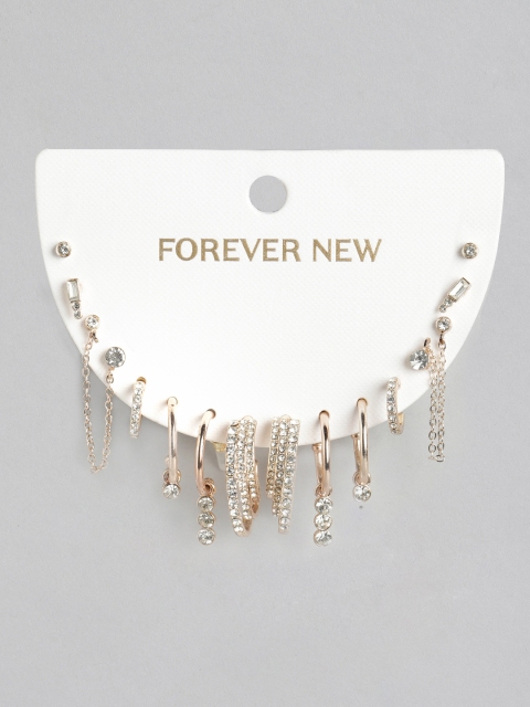 

Forever New Pack Of 7 Rose Gold Amelie Bling Ear Party Half Hoop Earrings