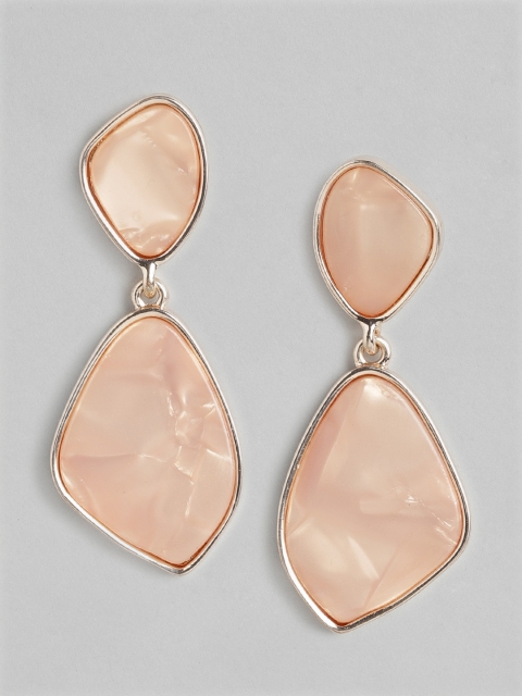 

Forever New Peach-Coloured Rose-Gold Plated Jaimi Acrylic Swirl Geo Drop Earrings