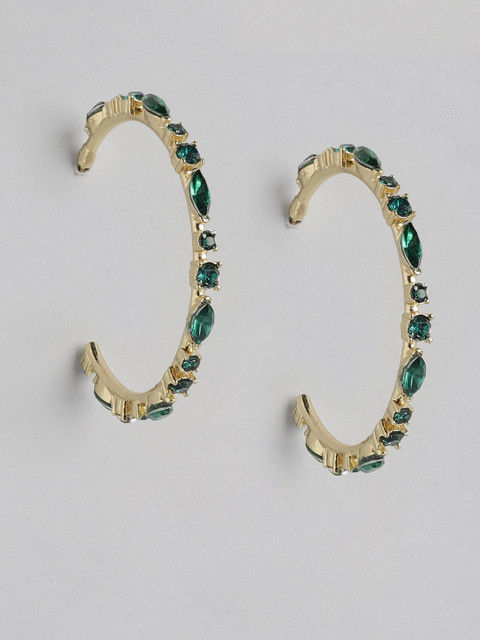 

Forever New Gold-Toned & Green Circular Hoop Earrings