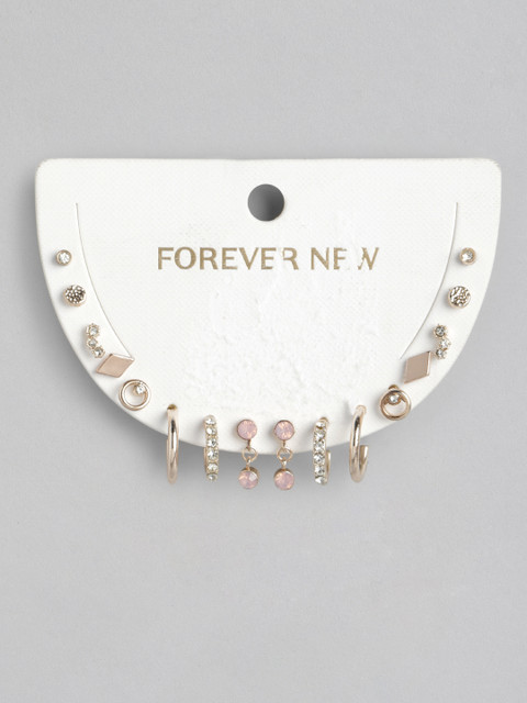 

Forever New Pack of 8 Geometric Studs Earrings, Rose gold