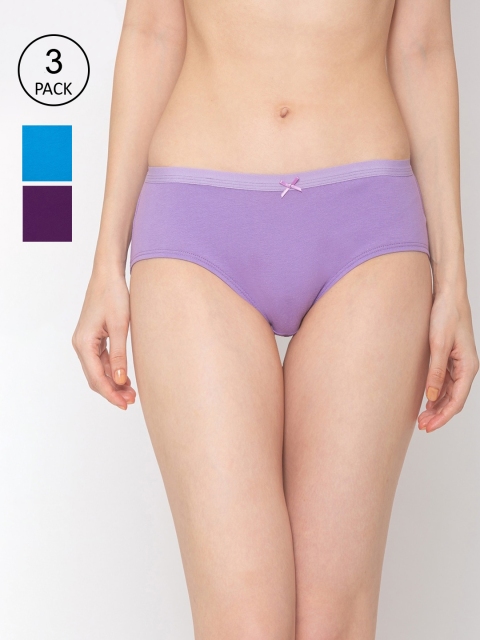 

Candyskin Women Pack of 3 Assorted Solid Hipster Briefs CSCP0012