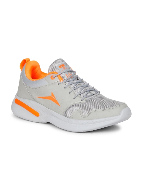 

JQR Men Grey & Orange Mesh Running Shoes