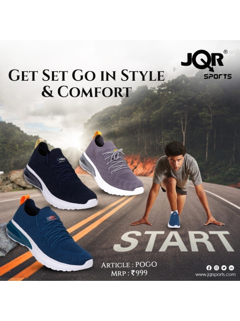 

JQR Men Teal Mesh Running Shoes