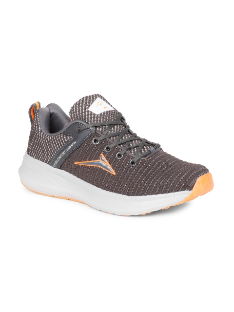 

JQR Men Grey & Orange Mesh Running Shoes