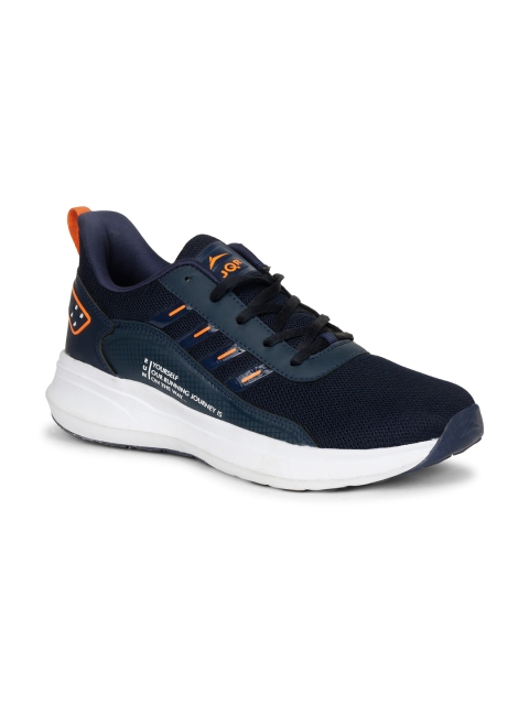 

JQR Men Navy Blue & Orange Mesh Running Shoes