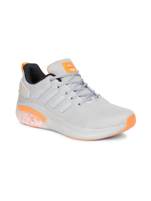 

JQR Men Grey & Orange Mesh Running Shoes