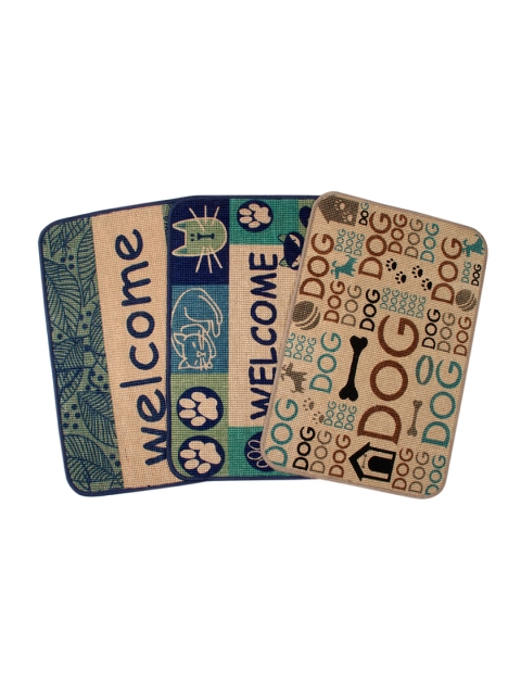 

Saral Home Set of 3 Multicoloured Rectangular Anti-Skid Doormat, Multi