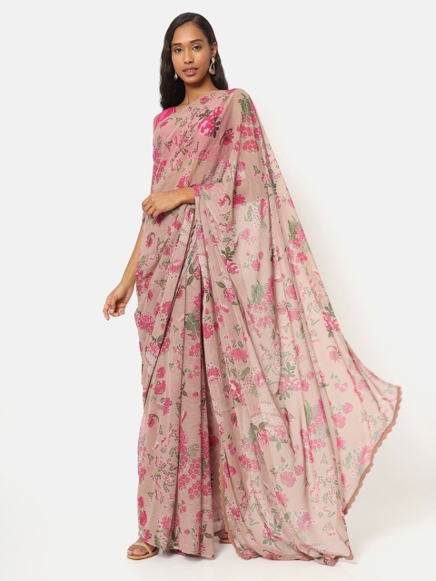 

Saaki Beige & Green Ethnic Motifs Saree