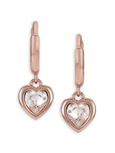 

Ted Baker Rose Gold Plated & White Heart Shaped Hoop Earrings