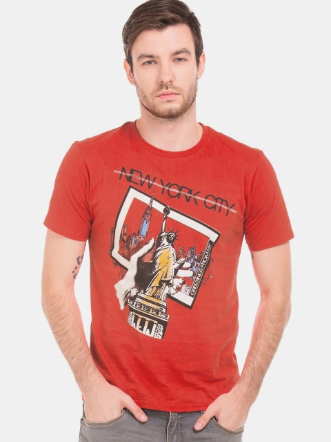

Newport Men Red Pure Cotton Printed T-shirt