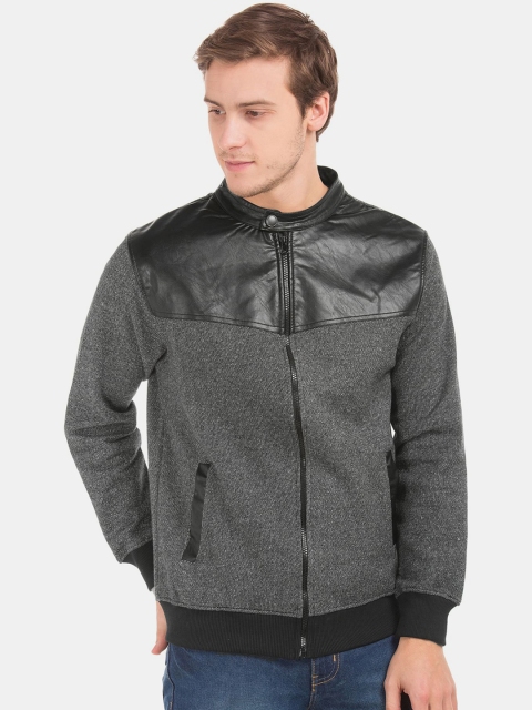 

Newport Men Grey & Black Colourblocked Bomber Jacket