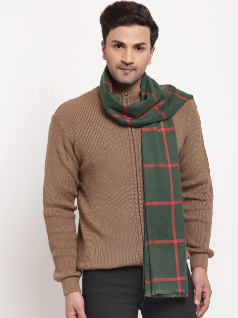 

Calvadoss Men Green & Red Checked Woollen Muffler