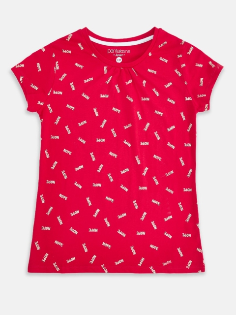 

Pantaloons Junior Girls Red Printed T-shirt