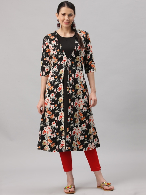 

ALC Creations Women Black Floral Printed Floral Kurta